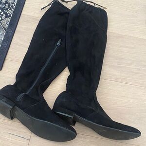 Black Suede Knee-High Boots